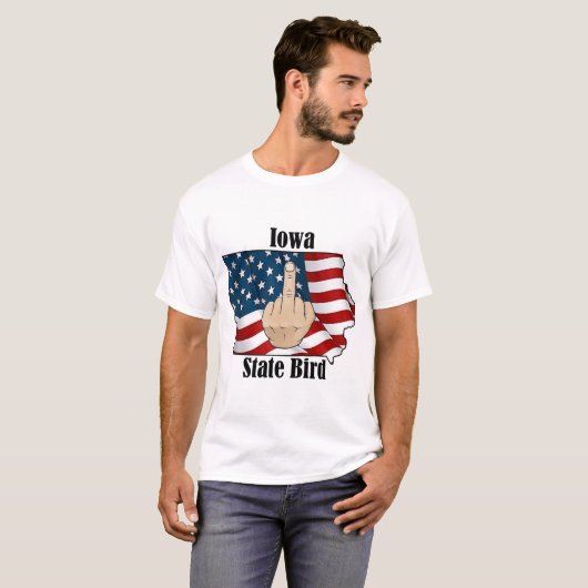 Iowa state vogel t-shirt middelvinger vlag (Voorkant volledig)