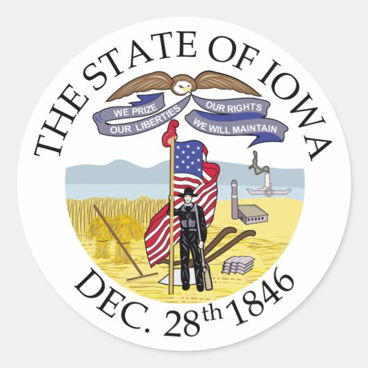 Iowa-teken Ronde Sticker (Voorkant)