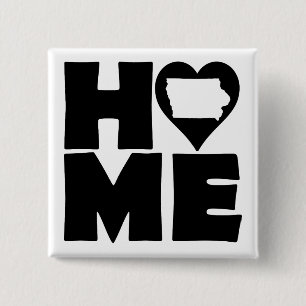 Iowa Thuis Hart Staat Knop Badge Speld Vierkante Button 5,1 Cm