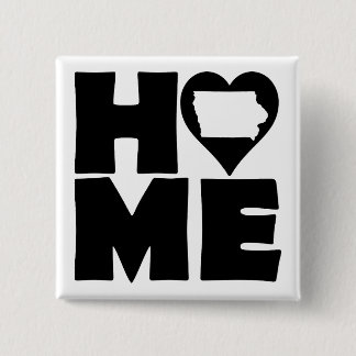 Iowa Thuis Hart Staat Knop Badge Speld Vierkante Button 5,1 Cm