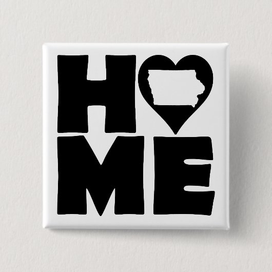 Iowa Thuis Hart Staat Knop Badge Speld Vierkante Button 5,1 Cm (Voorkant)
