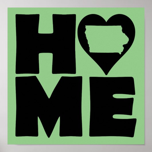 Iowa Thuis Hart Staat Poster Bord (Voorkant)
