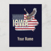 Iowa United States Retro State Map  USA Feestdagenkaart (Voorkant)
