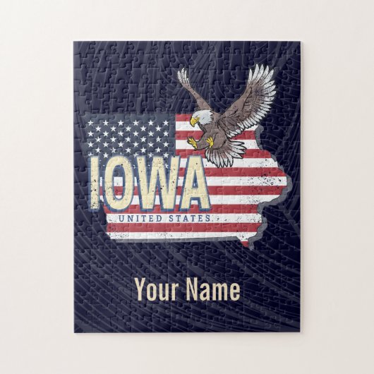 Iowa United States Retro State Map  USA Legpuzzel (Verticaal)