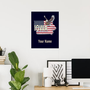 Iowa United States Retro State Map  USA Poster