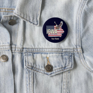 Iowa United States Retro State Map USA Ronde Button 5,7 Cm