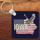Iowa United States Retro State Map  USA Sleutelhanger (Voorkant)