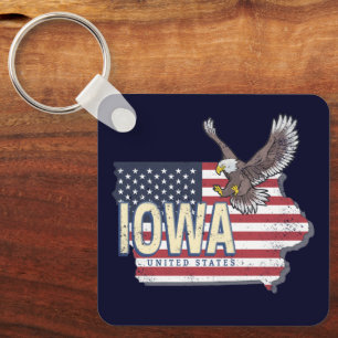 Iowa United States Retro State Map  USA Sleutelhanger