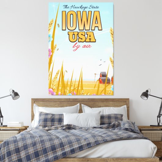 Iowa USA de Cartoon van de Hawkeye staat. Canvas Afdruk (Insitu (Slaapkamer))