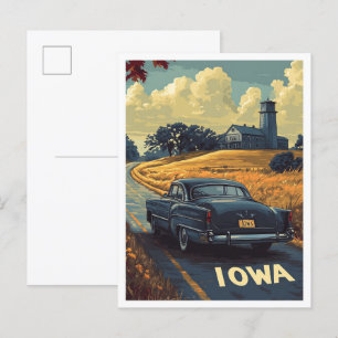 Iowa USA Illustratie Reizen Briefkaart