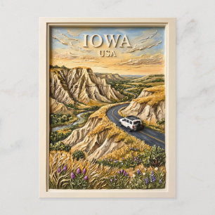 Iowa USA Roadtrip Vintage Loess Hills Natuur Kunst Briefkaart