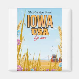Iowa USA "The Hawkeye State" Cartoon reisposter. Magneet
