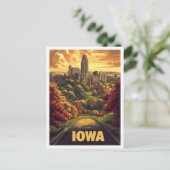 Iowa USA Vintage Illustration Travel Briefkaart (Staand voorkant)