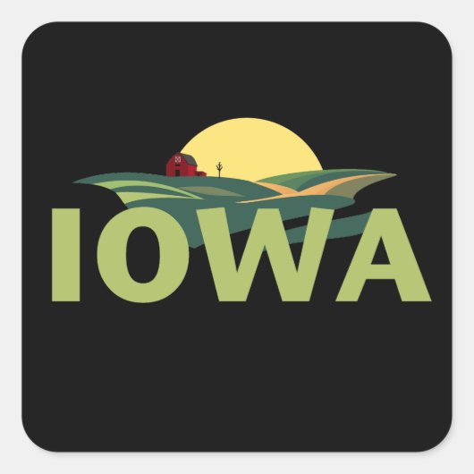 Iowa Verenigde Staten Vierkante Sticker (Voorkant)