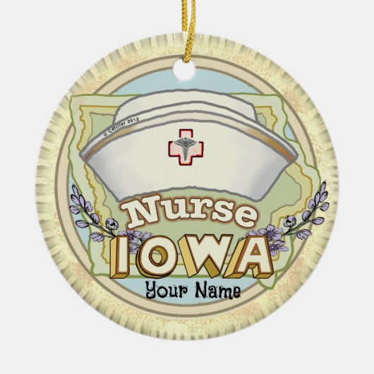 Iowa Verpleegster Keramisch Ornament (Voorkant)