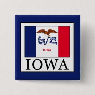 Iowa Vierkante Button 5,1 Cm