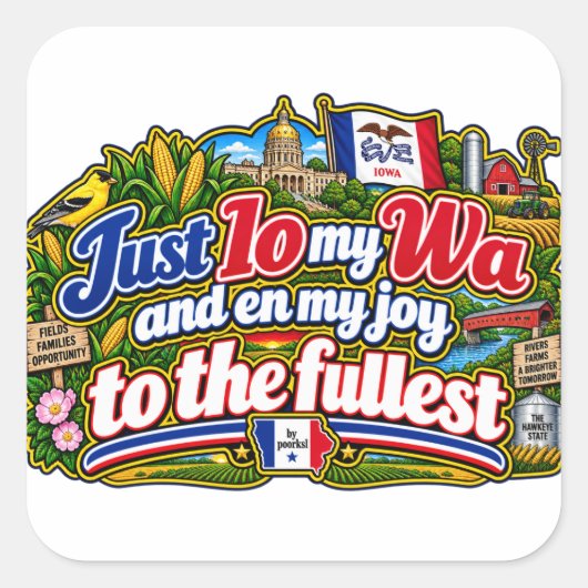 Iowa vierkante sticker (Voorkant)