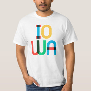 Iowa Vintage Retro Pop Art 80s Primaire Kleuren T-shirt