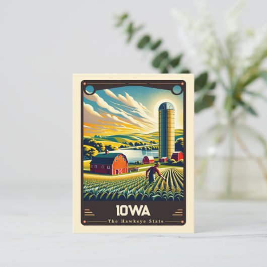 Iowa | Vintage van patriottische spirit Briefkaart (Staand voorkant)