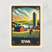 Iowa | Vintage van patriottische spirit Briefkaart (Voorkant)