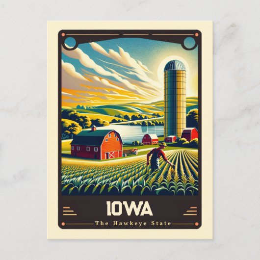 Iowa | Vintage van patriottische spirit Briefkaart (Voorkant)