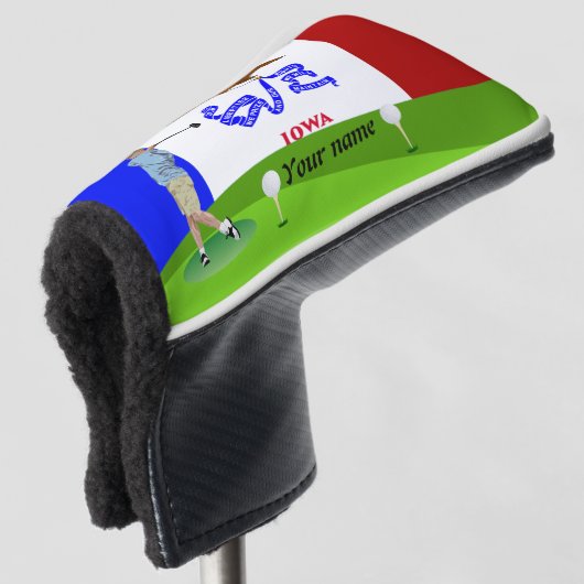 Iowa vlag golfheadcover (3/4 voorkant)