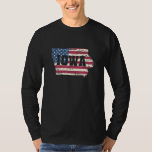 Iowa Vlag van de VS op kaart VS Amerika T-shirt