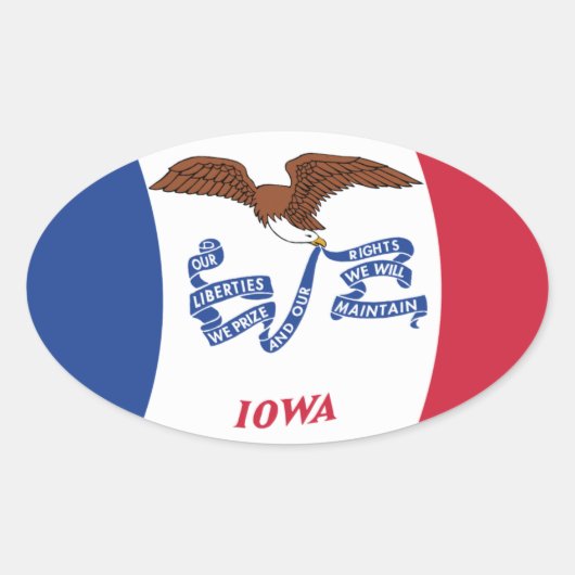 Iowa Vlagsticker Ovale Sticker (Voorkant)