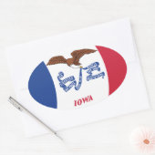 Iowa Vlagsticker Ovale Sticker (Envelop)