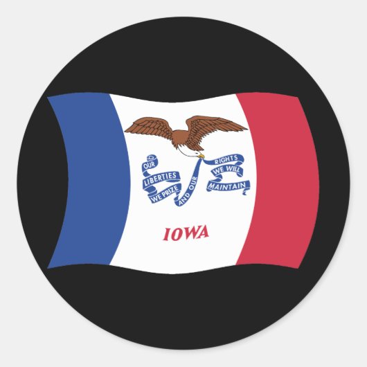 Iowa Vlagsticker Ronde Sticker (Voorkant)