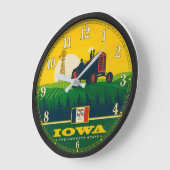 Iowa Wall Clock – Hawkeye State Farm Tractor Grote Klok (Hoek)