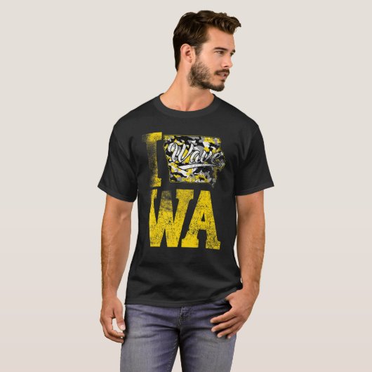 Iowa Wave Football verergerde Iowa State Map Camo T-shirt (Voorkant volledig)