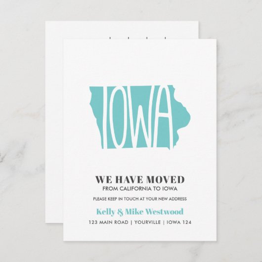 IOWA We hebben New address New Home verplaatst Briefkaart (Voorkant / Achterkant)