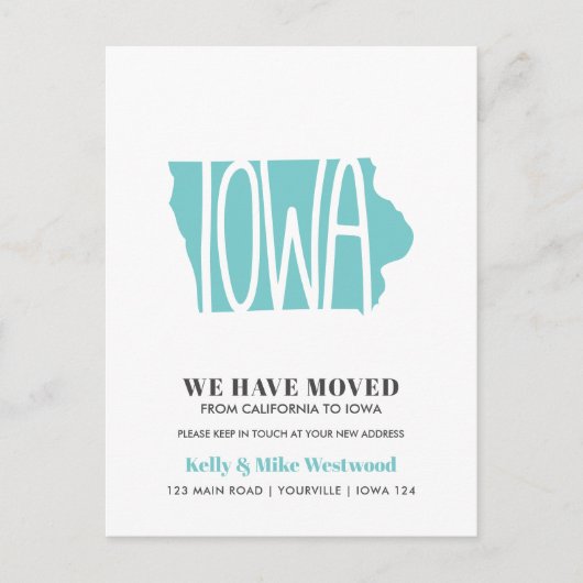 IOWA We hebben New address New Home verplaatst Briefkaart (Voorkant)