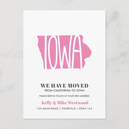IOWA We hebben New address New Home verplaatst Briefkaart (Voorkant)