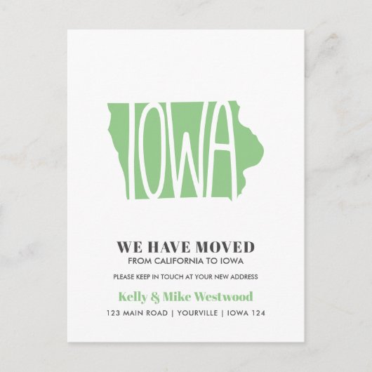 IOWA We zijn verhuisd Nieuw adres Nieuw Thuis   Briefkaart (Voorkant)