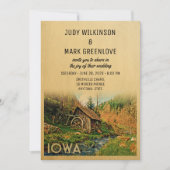 Iowa Wedding Invitation Rustic Cabin Mill Kaart (Voorkant)