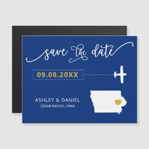 Iowa Wedding Save the Date Card, Map Magnetische Uitnodiging