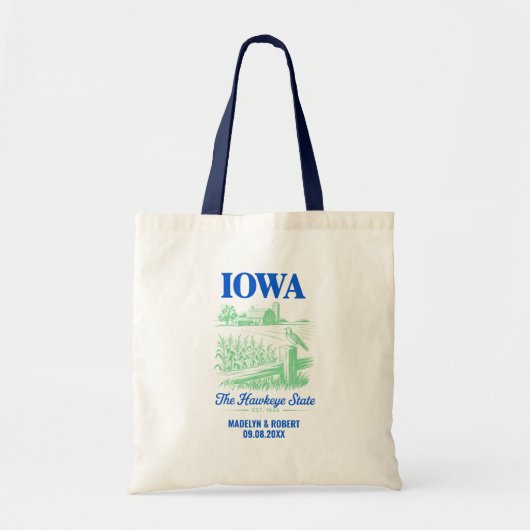 Iowa Wedding Welcome Bag, Destination Wedding Tote Bag (Voorkant)