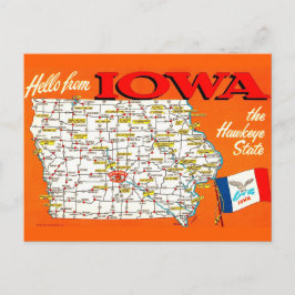 Iowa wegenkaart ansichtkaart briefkaart