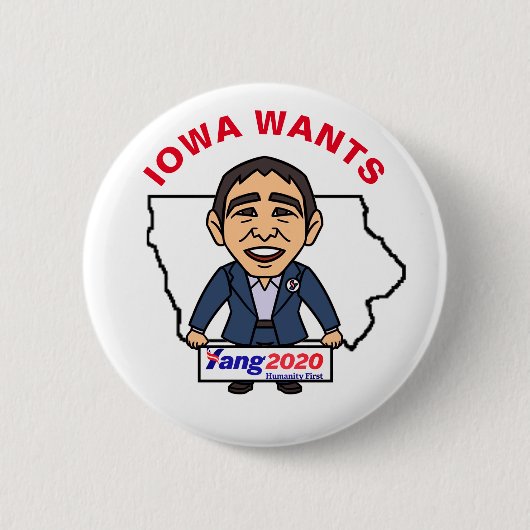 Iowa wil Andrew Yang 2020 Ronde Button 5,7 Cm (Voorkant)
