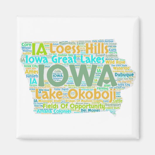 Iowa Word Cloud Magneet (Voorkant)