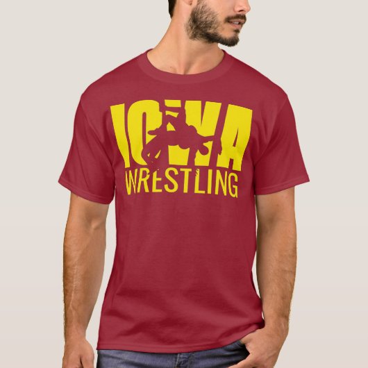 Iowa Wrestling Freestyle Wrestler geeft de staat T-shirt (Voorkant)