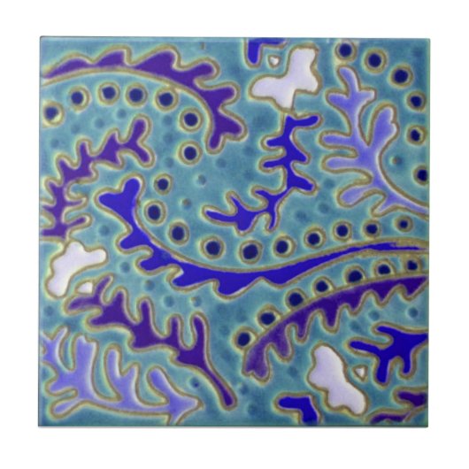 IP017 Indian Paisley Reproduction Antiek Tile Tegeltje (Voorkant)