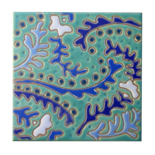IP038 Indian Paisley Reproduction Antiek Tile Tegeltje (Voorkant)