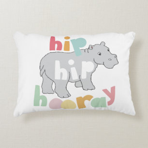 ip Hip Hoera Grijs Nijlpaard Tekening Cute Dier Ku Decoratief Kussen