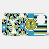 ipad mini hoesje | Floral, Stripes | Blauw, groen (Achterkant (horizontaal))