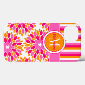 ipad mini hoesje | Floral, Stripes | Roze, Oranje (Achterkant (horizontaal))