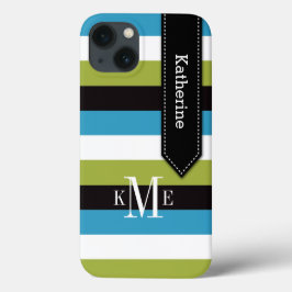 ipad mini hoesje | Stripes | Blauw groen zwart wit