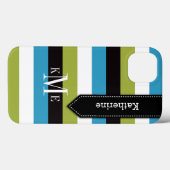 ipad mini hoesje | Stripes | Blauw groen zwart wit (Achterkant (horizontaal))